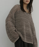 キャミ付き透かし編みニットトップス