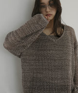 キャミ付き透かし編みニットトップス