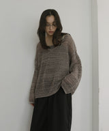 キャミ付き透かし編みニットトップス