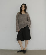 キャミ付き透かし編みニットトップス