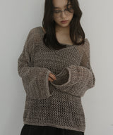 キャミ付き透かし編みニットトップス