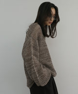 キャミ付き透かし編みニットトップス