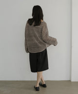 キャミ付き透かし編みニットトップス