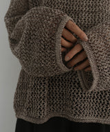 キャミ付き透かし編みニットトップス