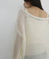 キャミ付き透かし編みニットトップス