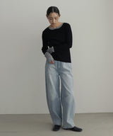 ラメシアーヘンリー配色ニット