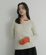 ラメシアーヘンリー配色ニット