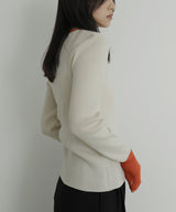 ラメシアーヘンリー配色ニット