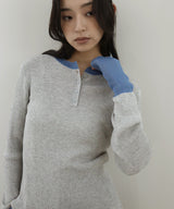 ラメシアーヘンリー配色ニット