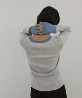 ラメシアーヘンリー配色ニット