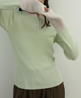 ラメシアーヘンリー配色ニット