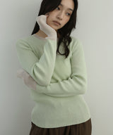 ラメシアーヘンリー配色ニット