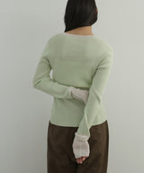 ラメシアーヘンリー配色ニット