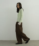 ラメシアーヘンリー配色ニット