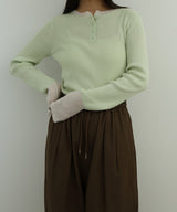 ラメシアーヘンリー配色ニット