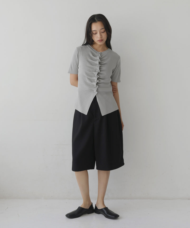 フロントギャザーニット半袖トップス – hellam