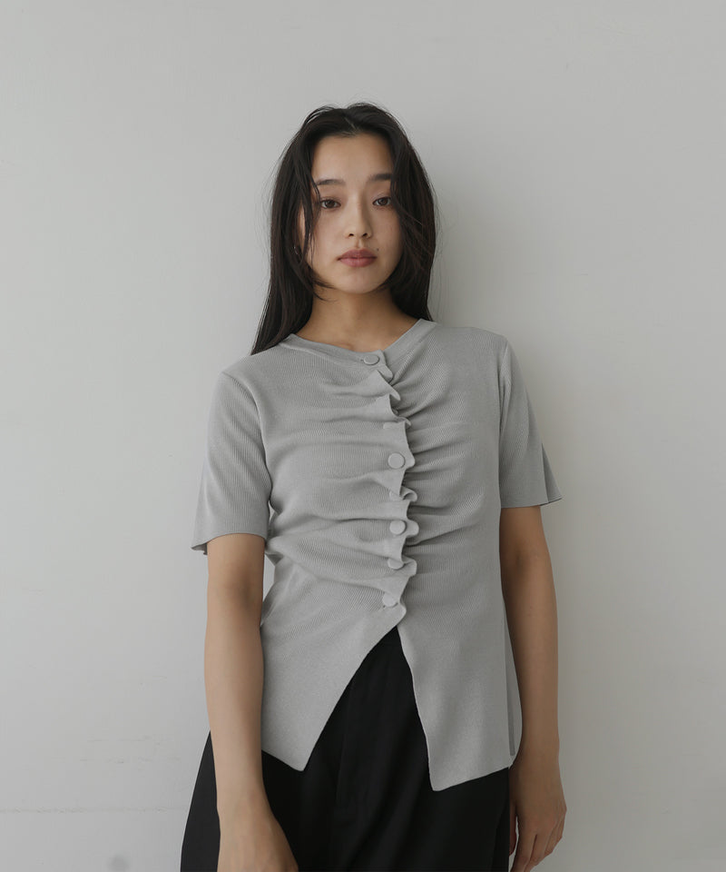 JUNYA WATANABE 半袖ニット　トップス　ギャザー フロントギャザーニット半袖トップス – hellam