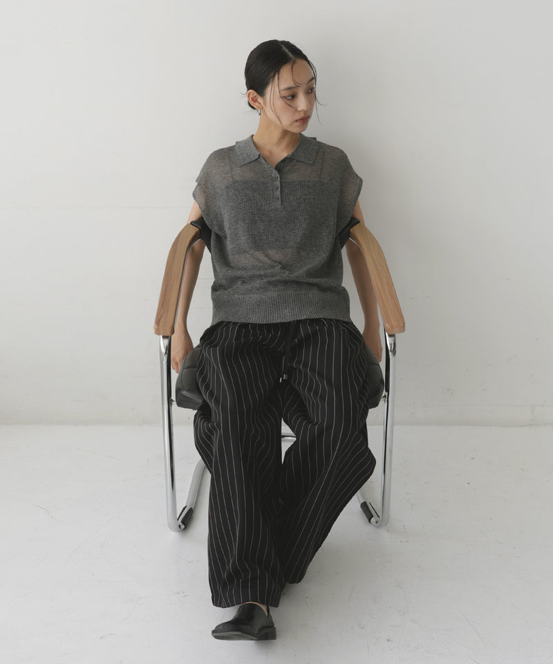 透かし編みノースリポロニット – hellam
