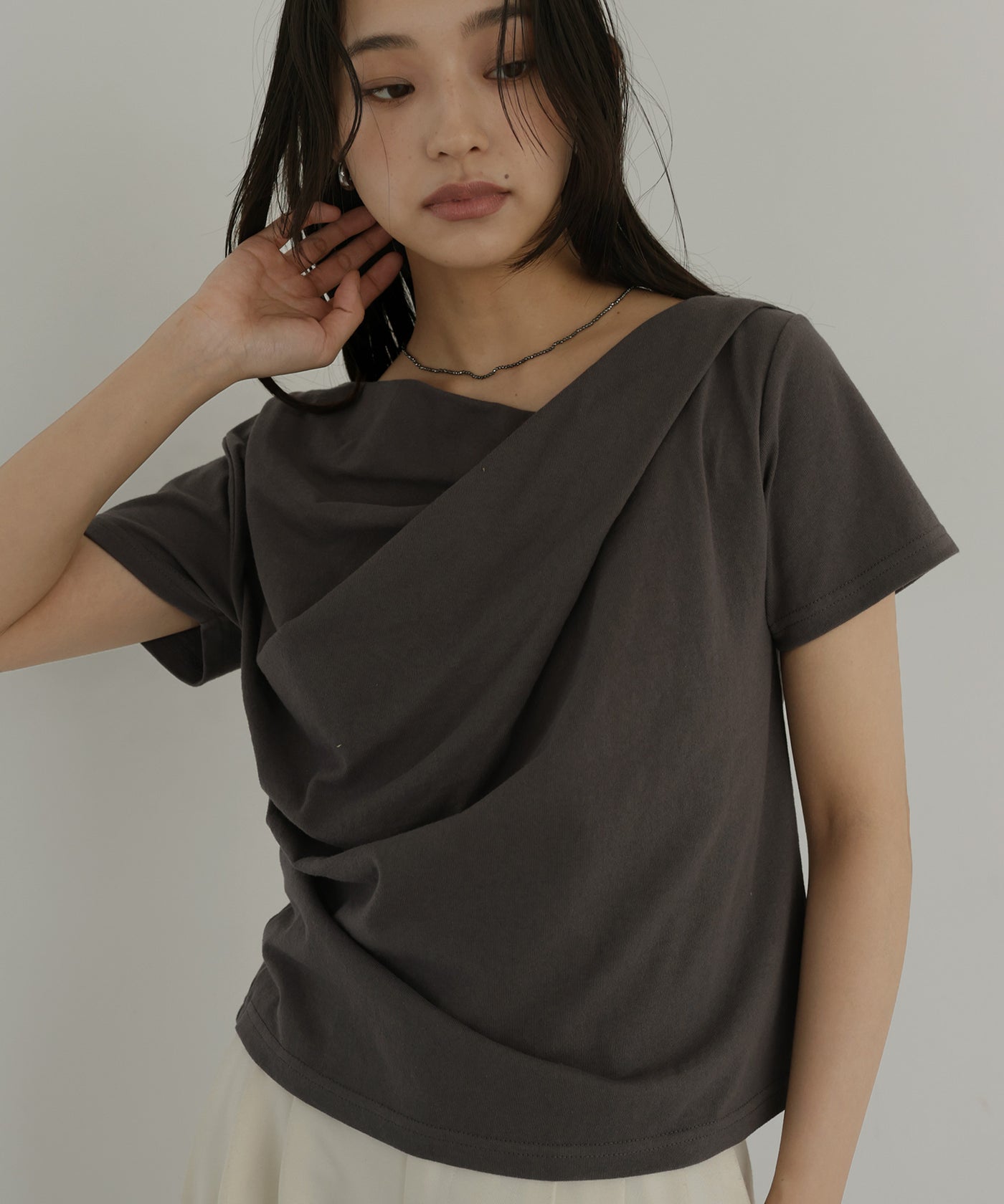 ドレープデザイン半袖Tシャツ – hellam