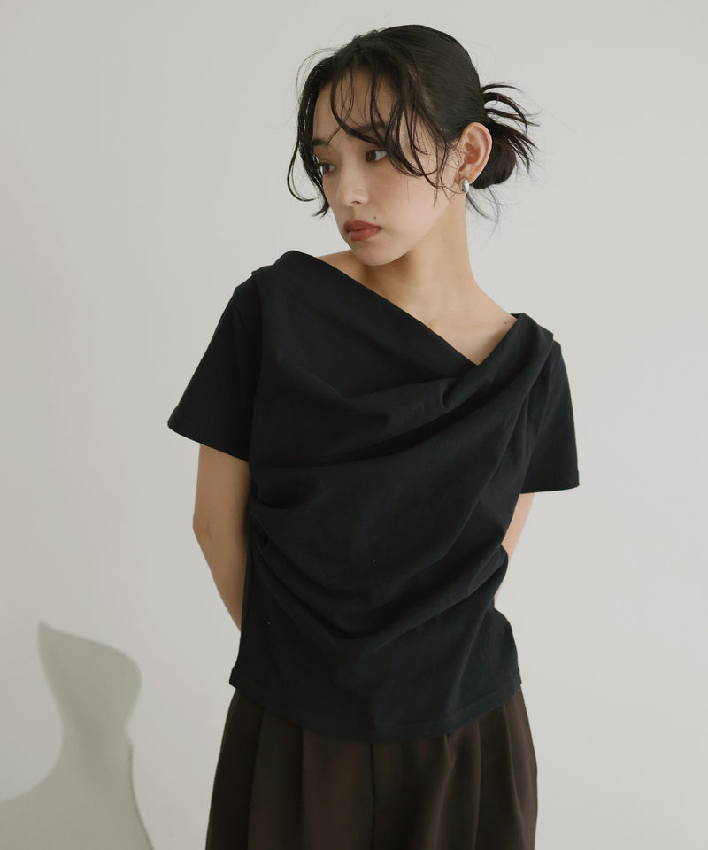 ドレープデザイン半袖Tシャツ – hellam