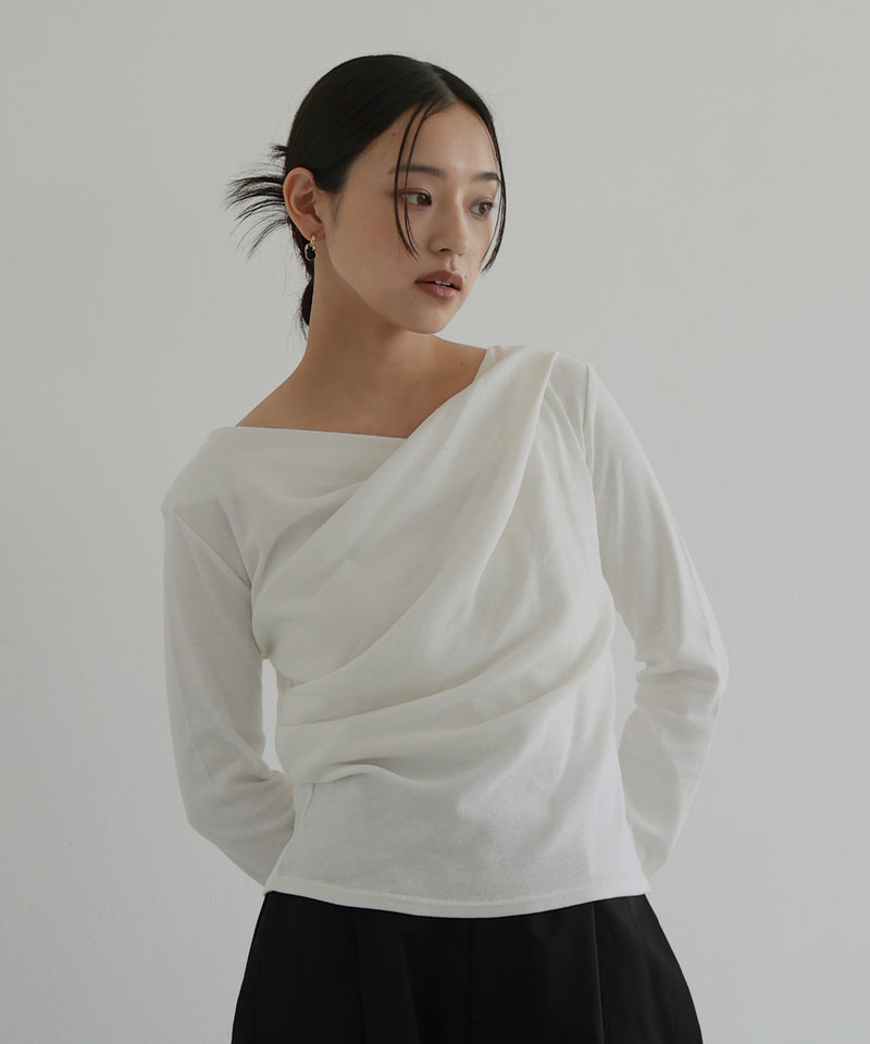 起毛 ドレープデザイントップス