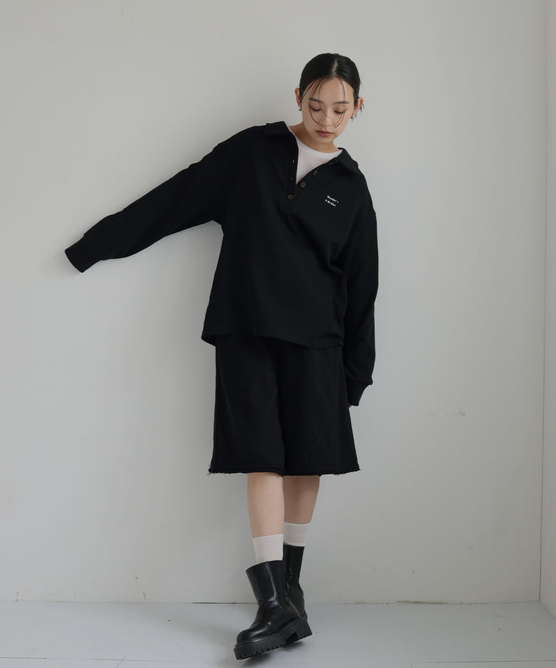 刺繍ロゴ ポロスウェットプルオーバー