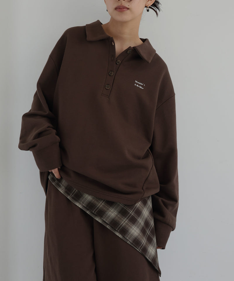 刺繍ロゴ ポロスウェットプルオーバー
