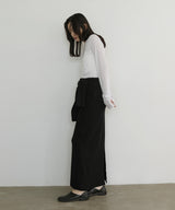 腰巻風カットリブタイトスカート