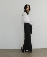 腰巻風カットリブタイトスカート