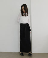 腰巻風カットリブタイトスカート