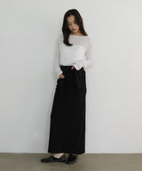 腰巻風カットリブタイトスカート