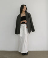 腰巻風カットリブタイトスカート