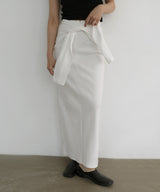 腰巻風カットリブタイトスカート