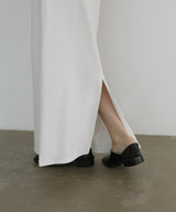 腰巻風カットリブタイトスカート