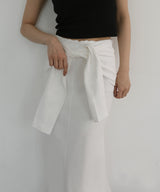 腰巻風カットリブタイトスカート