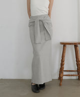 腰巻風カットリブタイトスカート