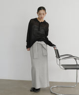 腰巻風カットリブタイトスカート