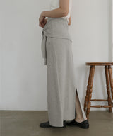 腰巻風カットリブタイトスカート