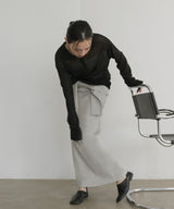 腰巻風カットリブタイトスカート