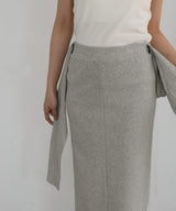 腰巻風カットリブタイトスカート