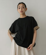 ベロアスリーブロールアップTシャツ