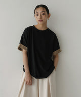 ベロアスリーブロールアップTシャツ