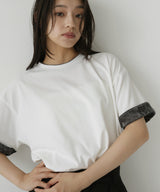 ベロアスリーブロールアップTシャツ
