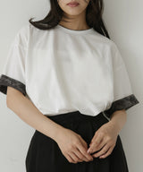 ベロアスリーブロールアップTシャツ