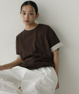 ベロアスリーブロールアップTシャツ