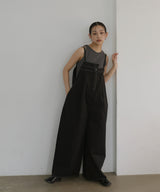 綿ツイルアシメデザインサロペット