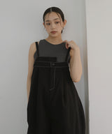 綿ツイルアシメデザインサロペット