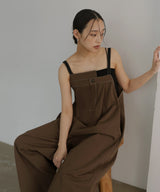 綿ツイルアシメデザインサロペット