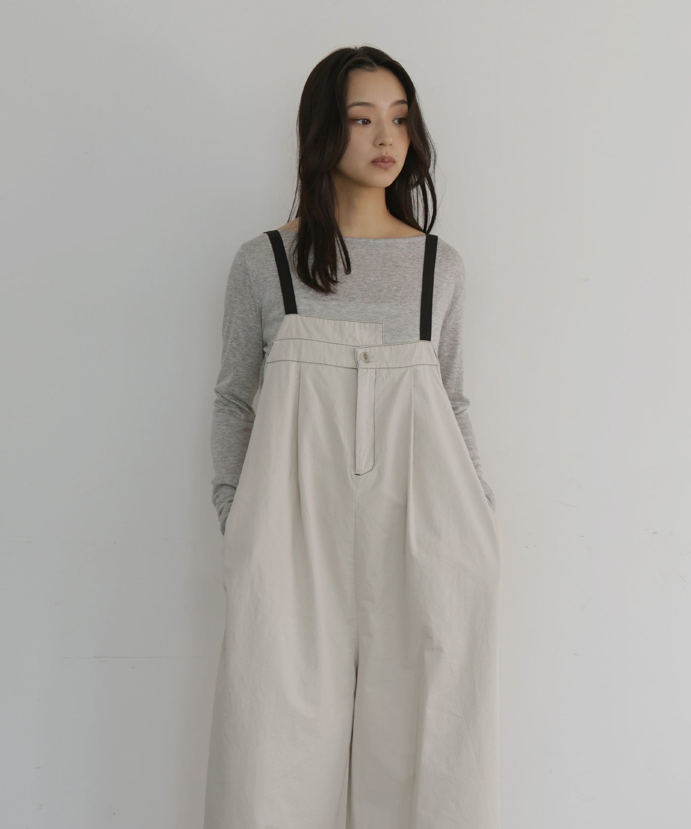 綿ツイルアシメデザインサロペット – hellam
