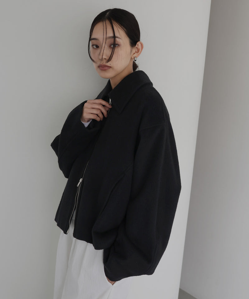 【10月中旬お届け】フェイクビーバー　ショート丈Wジップブルゾン
